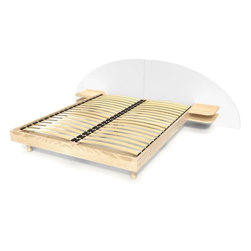 Lit 160x200 2 Places Bois Avec Tête Et Chevets Arc