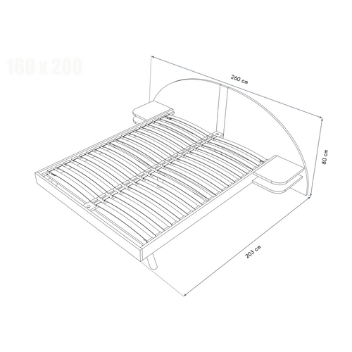 Lit 160x200 2 Places Bois Avec Tête Et Chevets Arc