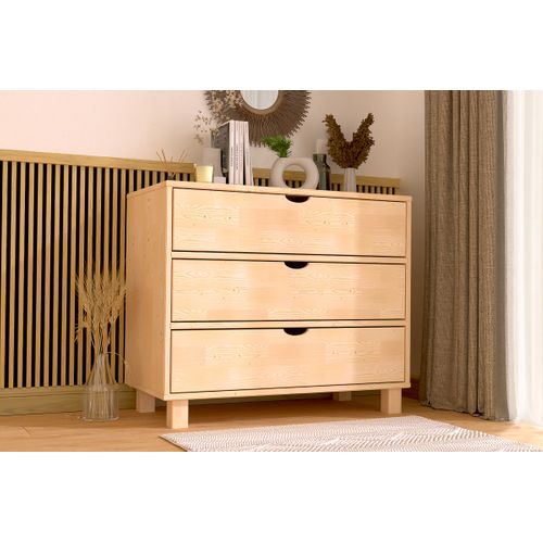 Commode Bois 3 Tiroirs Cube