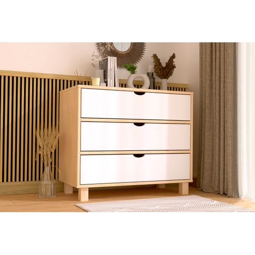 Commode Bois 3 Tiroirs Cube