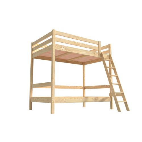 Lit Superposé Adulte 120x200 Double 2 Places Échelle Bois Sylvia