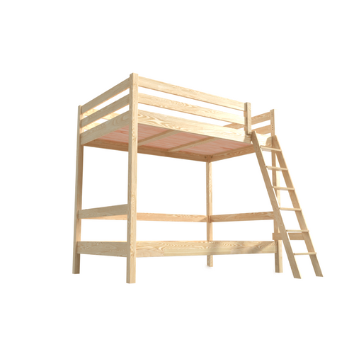 Lit Superposé Adulte 120x200 Double 2 Places Échelle Bois Sylvia