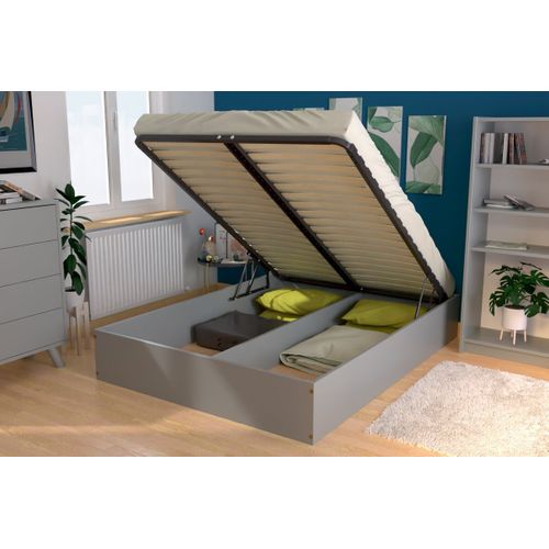 Lit Coffre 2 Places Bois Massif Robuste - 140x190