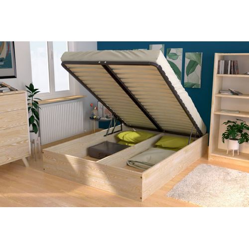 Lit Coffre 2 Places Bois Massif Robuste - 140x200