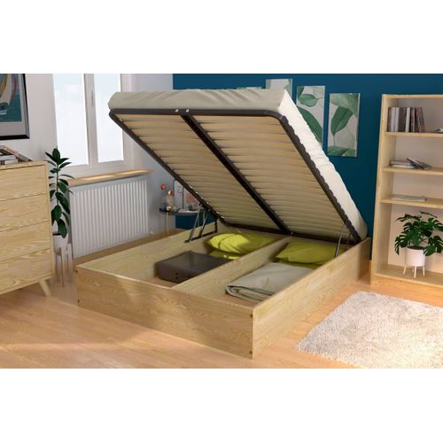 Lit Coffre 2 Places Bois Massif Robuste - 140x200