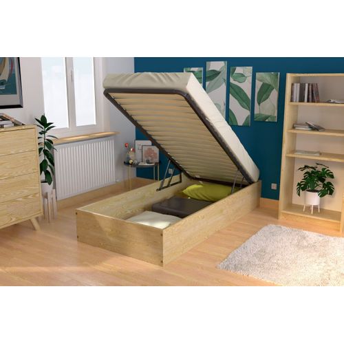 Lit Coffre 90x190 - 1 Place Bois Massif