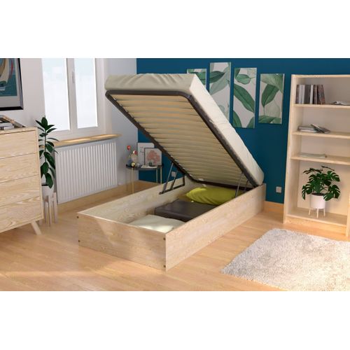 Lit Coffre 90x200 - 1 Place Bois Massif