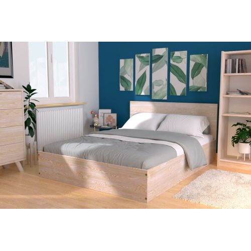 Lit Coffre 2 Places En Bois Avec Tête De Lit -  140x190