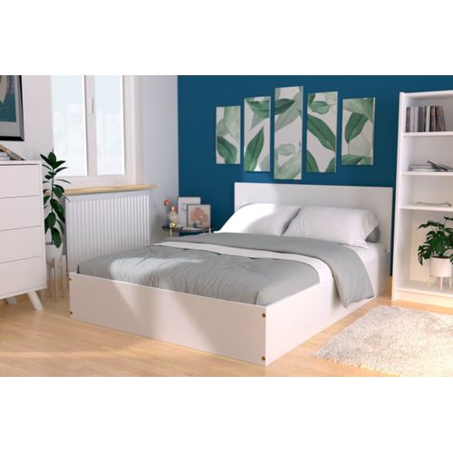 Lit Coffre 2 Places En Bois Avec Tête De Lit - 140x190