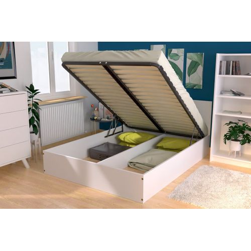 Lit Coffre 2 Places En Bois Avec Tête De Lit - 140x200