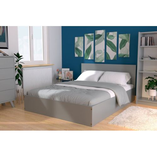 Lit Coffre 2 Places Avec Tête De Lit En Bois - 160x200