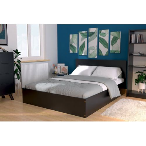 Lit Coffre 2 Places Avec Tête De Lit En Bois - 160x200