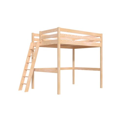 Lit Mezzanine 2 Places Bois Sylvia 140x190 Échelle Inclinée