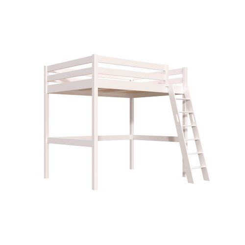 Lit Mezzanine 2 Places Bois Sylvia 140x190 Échelle Inclinée