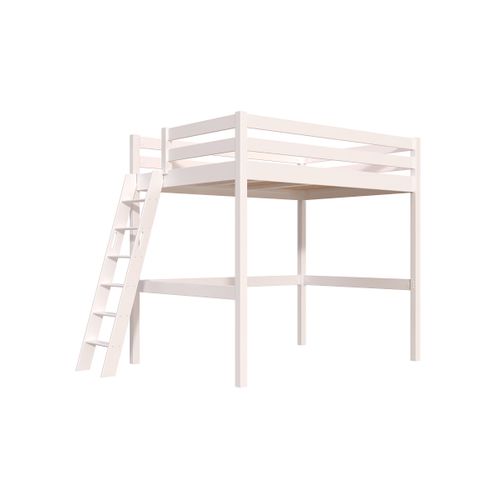 Lit Mezzanine 2 Places Bois Sylvia 140x190 Échelle Inclinée