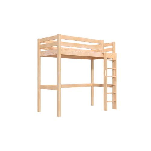 Lit En Hauteur 1 Place Bois Sylvia 90x200 Échelle Droite