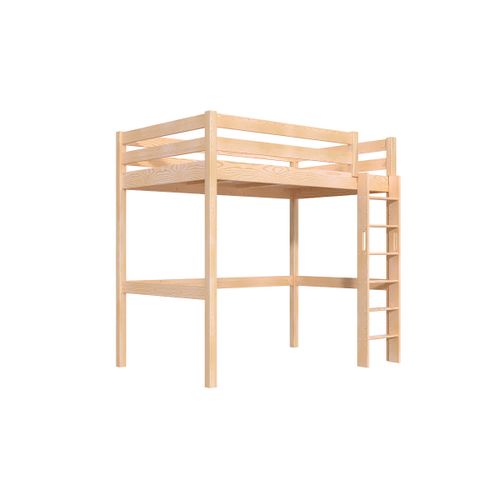 Lit En Hauteur 1 Place Bois Sylvia 120x190 Échelle Droite