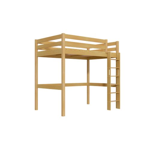 Lit En Hauteur 1 Place Bois Sylvia 120x190 Échelle Droite