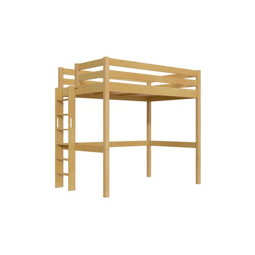 Lit En Hauteur 1 Place Bois Sylvia 120x190 Échelle Droite
