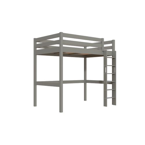 Lit En Hauteur 1 Place Bois Sylvia 120x190 Échelle Droite