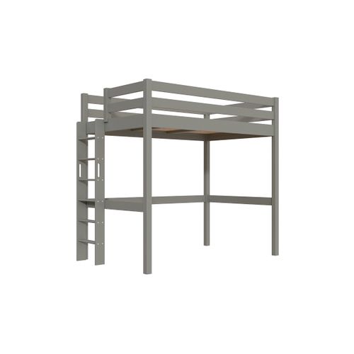 Lit En Hauteur 1 Place Bois Sylvia 120x190 Échelle Droite