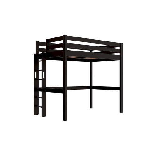 Lit En Hauteur 1 Place Bois Sylvia 120x190 Échelle Droite