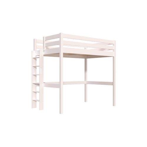 Lit En Hauteur 1 Place Bois Sylvia 120x190 Échelle Droite