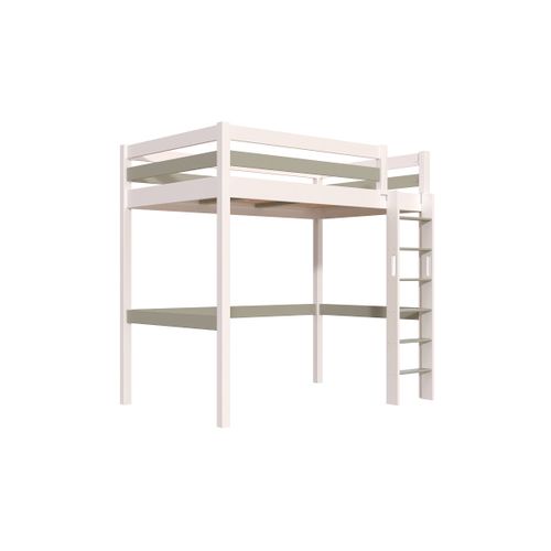 Lit En Hauteur 1 Place Bois Sylvia 120x190 Échelle Droite