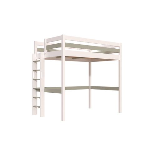 Lit En Hauteur 1 Place Bois Sylvia 120x190 Échelle Droite