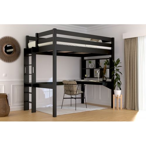 Lit En Hauteur 1 Place Bois Sylvia 120x200 Échelle Droite