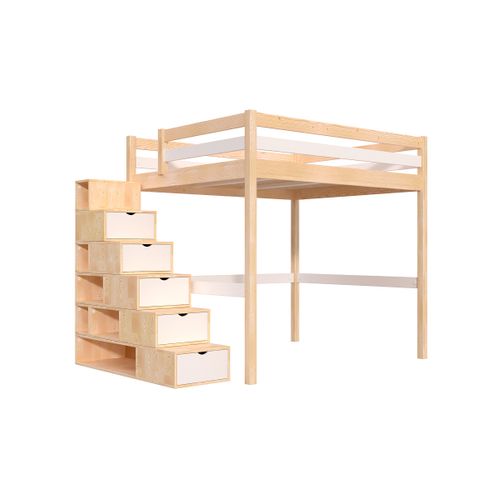 Lit Mezzanine Bois 160x200 Avec Escalier Cube Sylvia