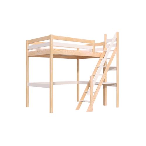 Lit Mezzanine Bois 120x200 Sylvia Avec Escalier De Meunier
