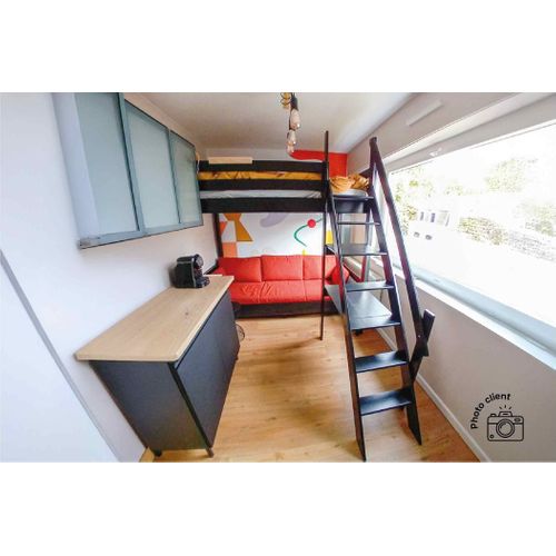 Lit Mezzanine Bois 120x200 Sylvia Avec Escalier De Meunier