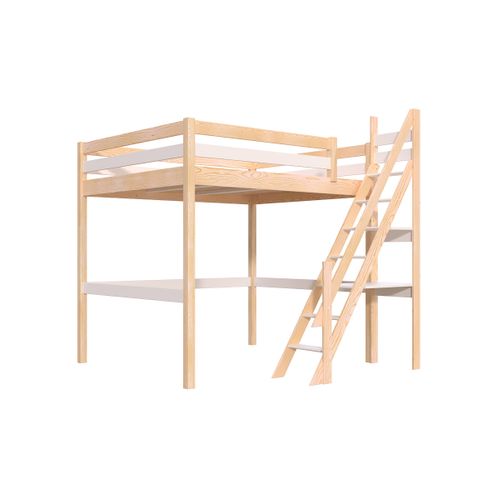 Lit Mezzanine Bois 160x200 Sylvia Avec Escalier De Meunier
