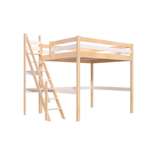 Lit Mezzanine Bois 160x200 Sylvia Avec Escalier De Meunier