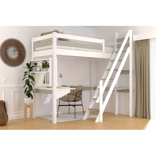 Lit Mezzanine Bois Sylvia 90x200 Avec Escalier De Meunier