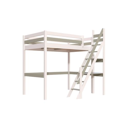 Lit Mezzanine Bois 120x200 Sylvia Avec Escalier De Meunier