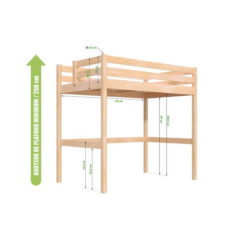 Lit Mezzanine Bois 120x200 Sylvia Avec Escalier De Meunier