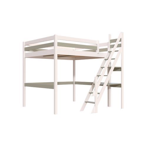 Lit Mezzanine Bois 160x200 Sylvia Avec Escalier De Meunier