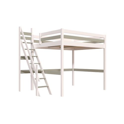 Lit Mezzanine Bois 160x200 Sylvia Avec Escalier De Meunier