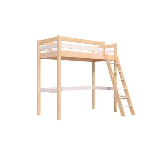 Lit Mezzanine 1 Place Bois Sylvia 90x200 Échelle Inclinée
