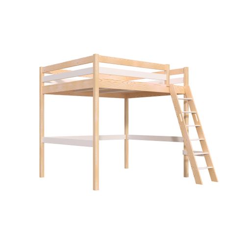 Lit Mezzanine 2 Places Bois Sylvia 160x200 Échelle Inclinée