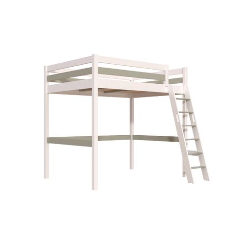 Lit Mezzanine 2 Places Bois Sylvia 140x190 Échelle Inclinée