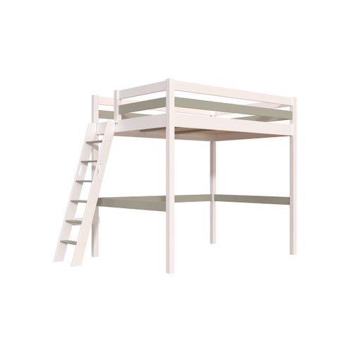 Lit Mezzanine 2 Places Bois Sylvia 140x200 Échelle Inclinée