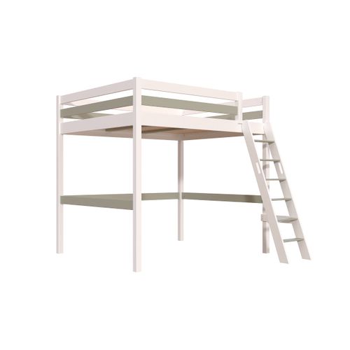 Lit Mezzanine 2 Places Bois Sylvia 160x200 Échelle Inclinée