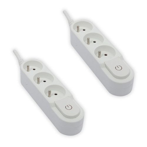 Lot De 2 Blocs Multiprises 3x16a - 3500w - Câble H05vv-f 3x1,5mm² - 3m - Blanc - Chacon