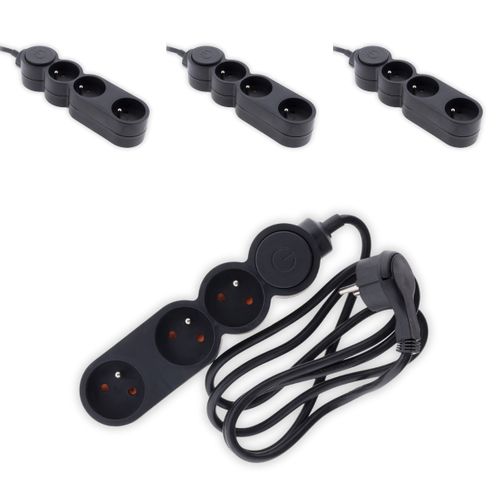 Lot De 4 Multiprises Home 3 Prises 16a 2p+t - Noir - Zenitech