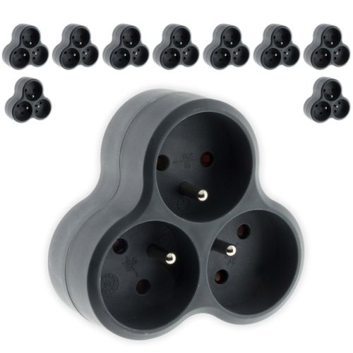 Lot De 10 Multiprises Triplites Triangulaires 16a - Noir - Zenitech