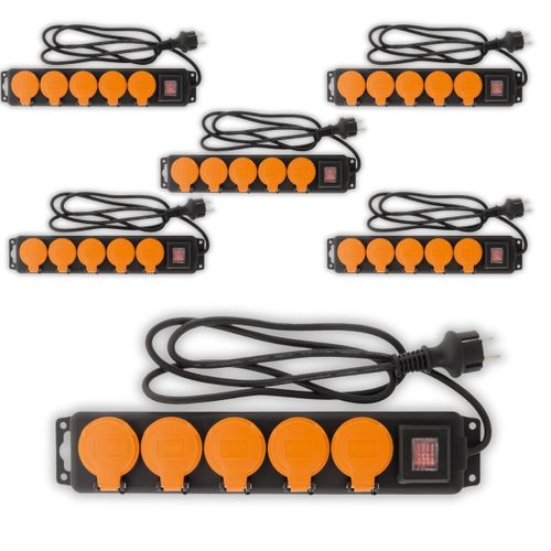 Lot De 6 Multiprises Étanches Ip44 5x16a 2p+t + Clapets + Interrupteur - Zenitech