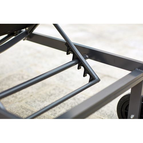 Cuba - Lot De 2 Bains De Soleil Inclinables Noirs Avec Roues En Aluminium